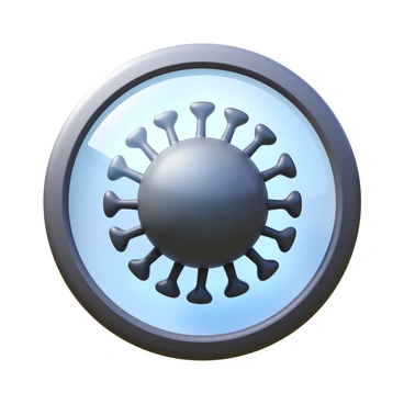 A viral particle with its complex structure, featuring a spherical shape and multiple protein spikes protruding from its surface, magnified under a microscope. The viral envelope appears in a glossy shade, while the spikes are highlighted with a contrasting color. The background showcases a blurred view of the microscope's stage, emphasizing the focus on the detailed structure of the virus.