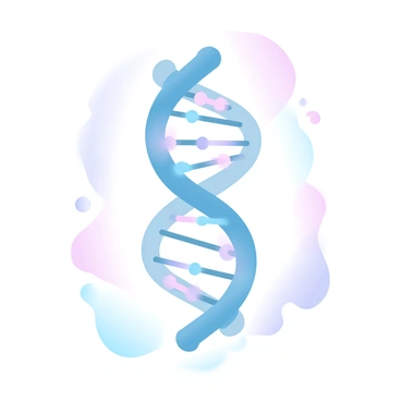 A DNA double helix structure is prominently displayed, with vibrant, gradient pastel colors swirling around it. The strands of the helix are composed of interconnected nucleotides, represented by colorful circles and lines. The background features soft, flowing shapes in complementary pastel hues, enhancing the visual appeal of the DNA structure. The overall composition is dynamic and engaging, inviting viewers to explore the intricacies of genetic science.