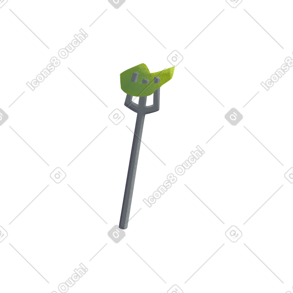 Fork with a salad leaf illustration in Shine style download in PNG, SVG