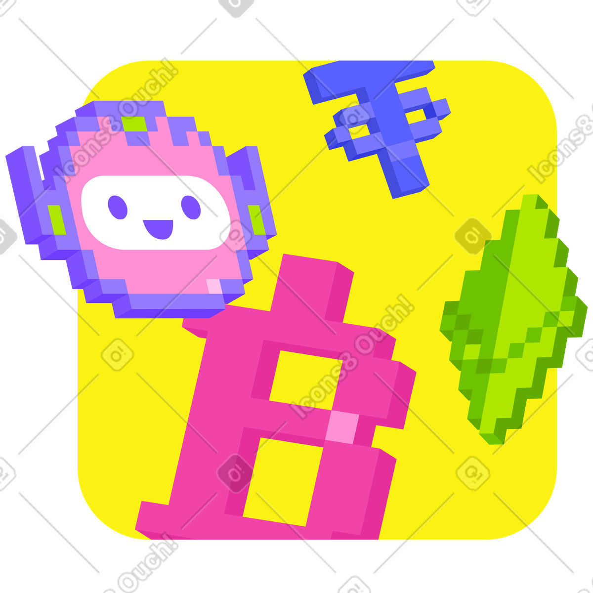 Cryptocurrency logos with ai bot icon illustration in PNG, SVG