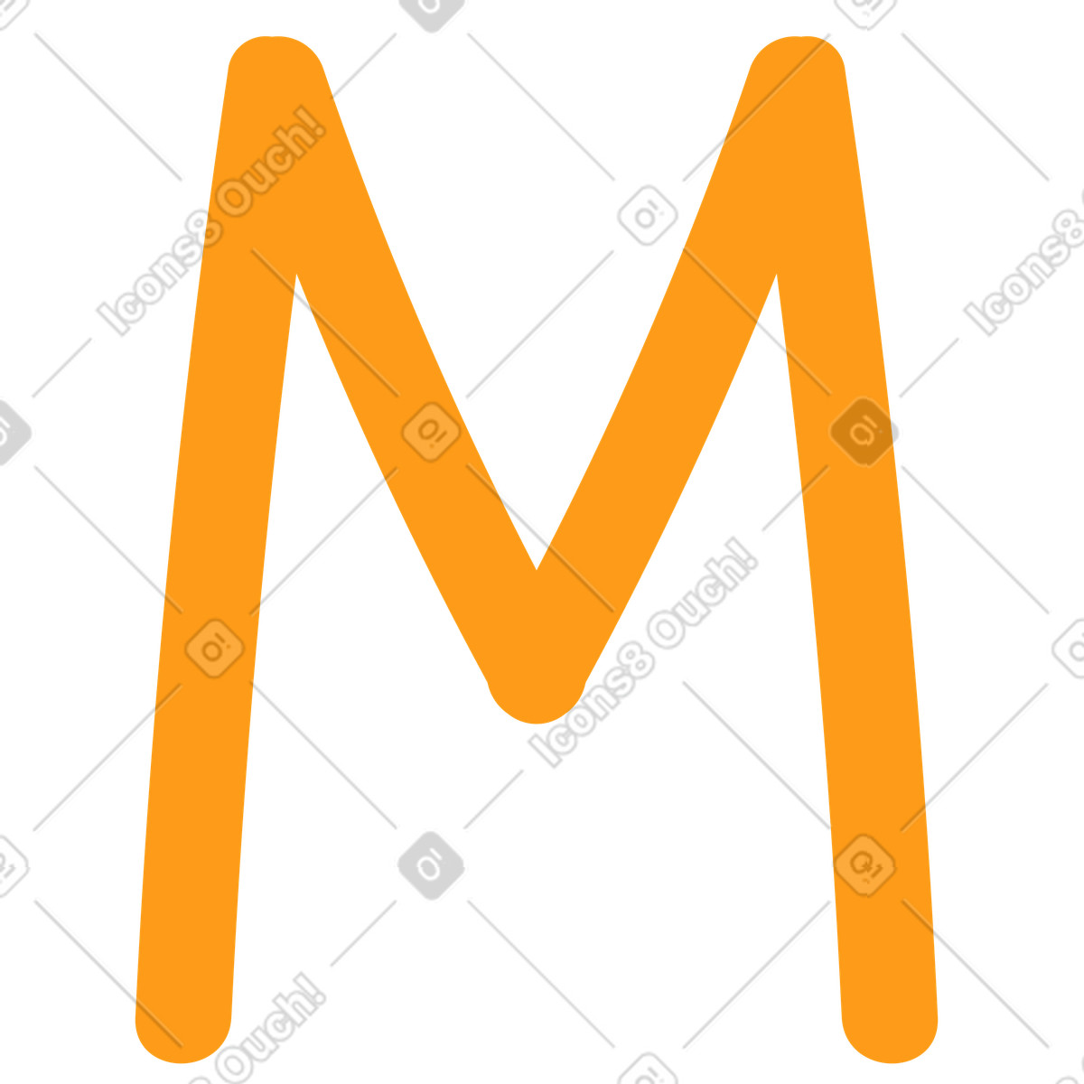 Ilustración M amarillo en estilo Kingdom a descargar en PNG y SVG