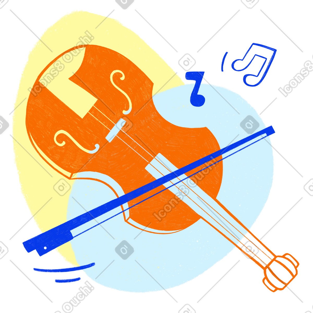 Teaching and learning to play the violin-Illustration im Biro-Stil als Download in PNG, SVG