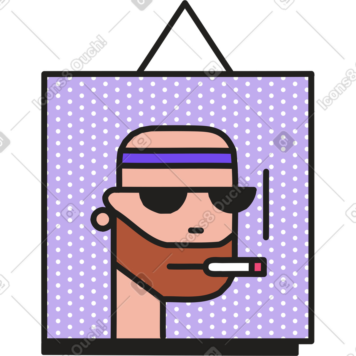 Portrait of a man smoking an elegant cigar illustration clipart vector graphics