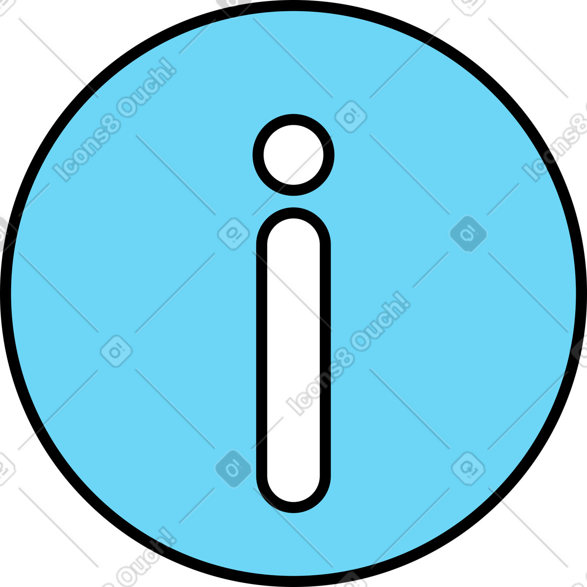 Blue information icon with letter i illustration in Wiggle style download in PNG, SVG