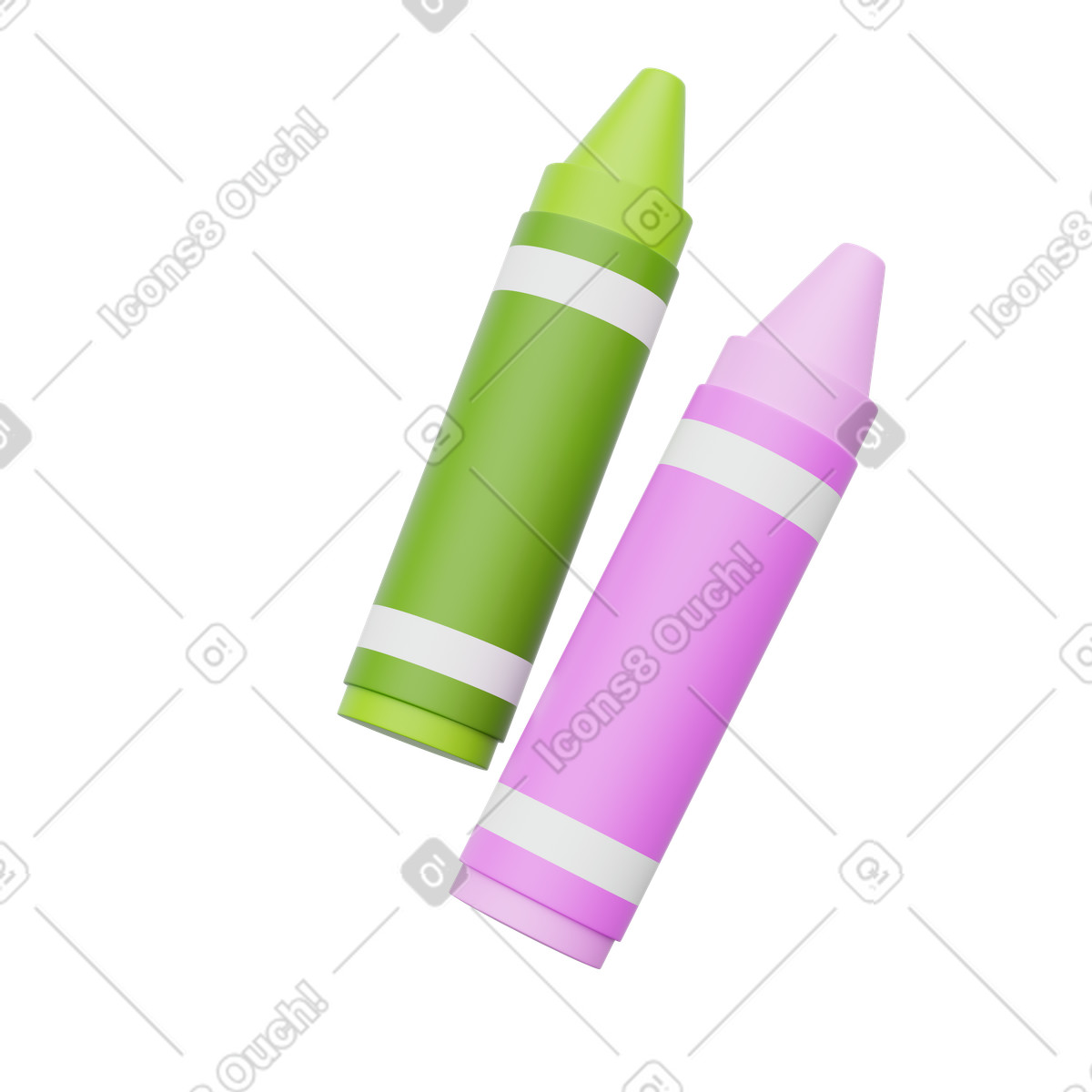 Ilustración Art supplies with bright wax crayons for coloring en estilo 3D Playful a descargar en PNG y SVG