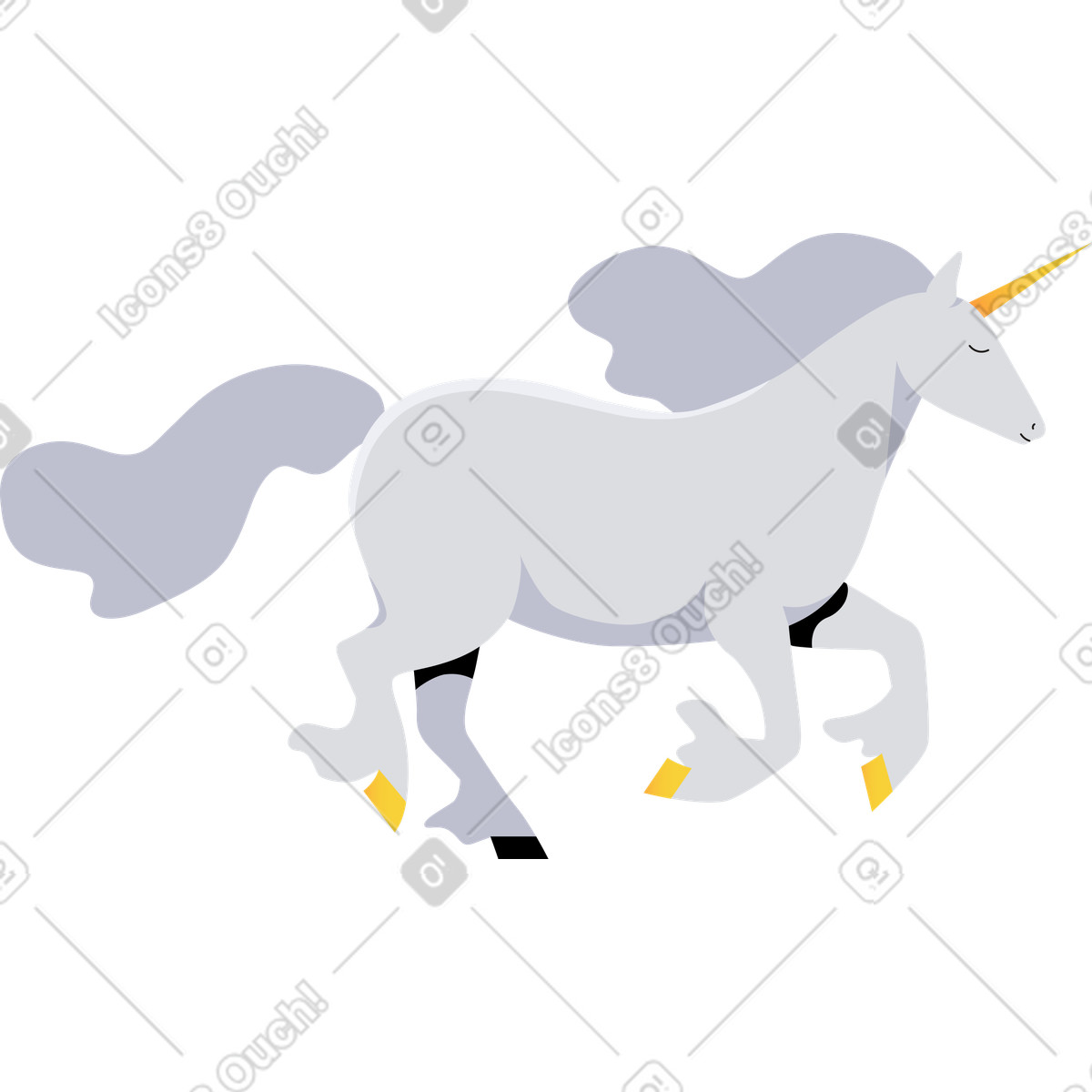 Ilustración Unicornio en estilo Jaconda a descargar en PNG y SVG