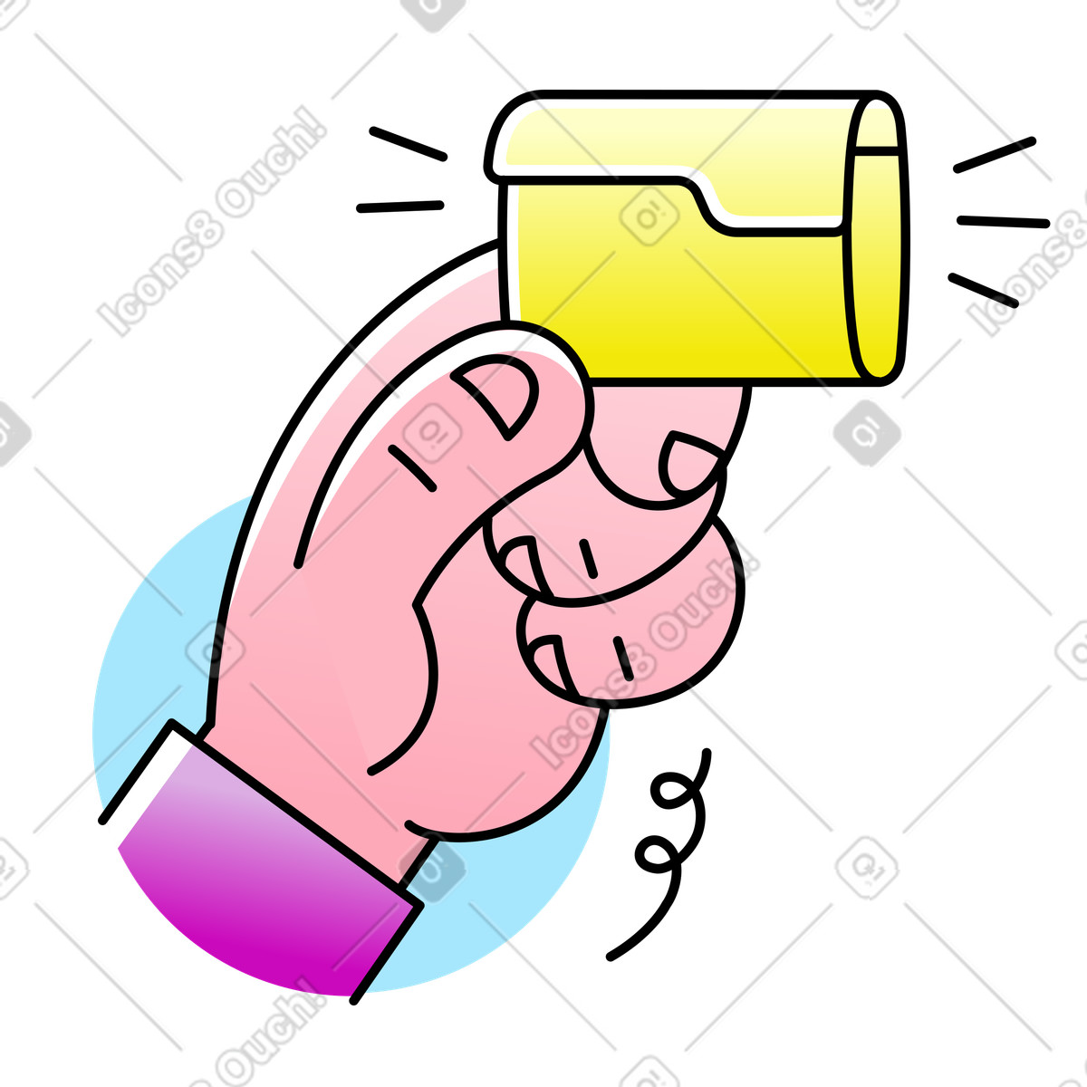 Hand holding a small folder illustration in Pocus style download in PNG, SVG