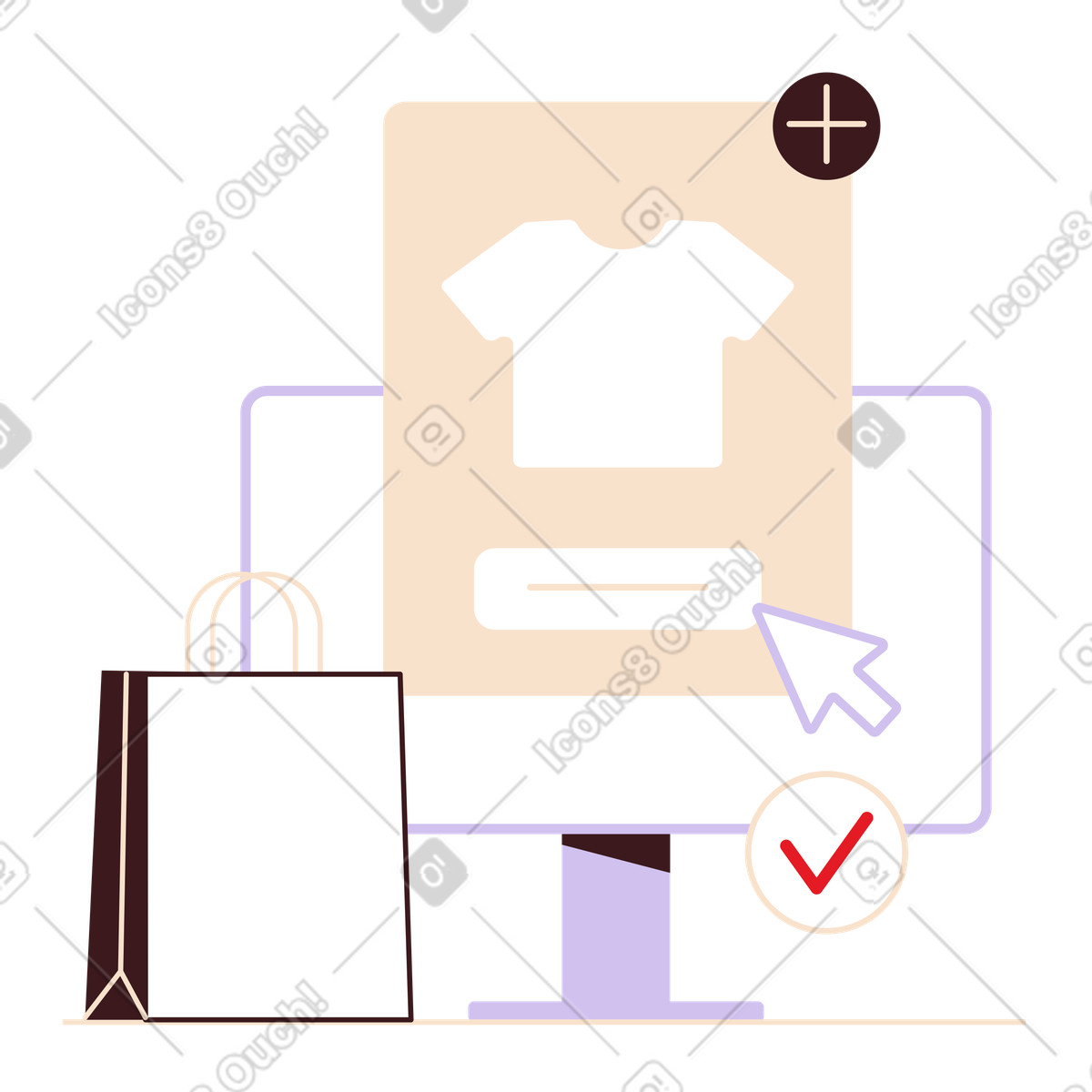 Ilustração de Adicionar item roupa ao carrinho para comprar online em no estilo Folks baixar em PNG, SVG