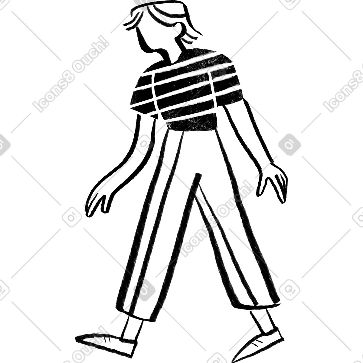 Black and white woman with blond hair walking illustration in Company style download in PNG, SVG