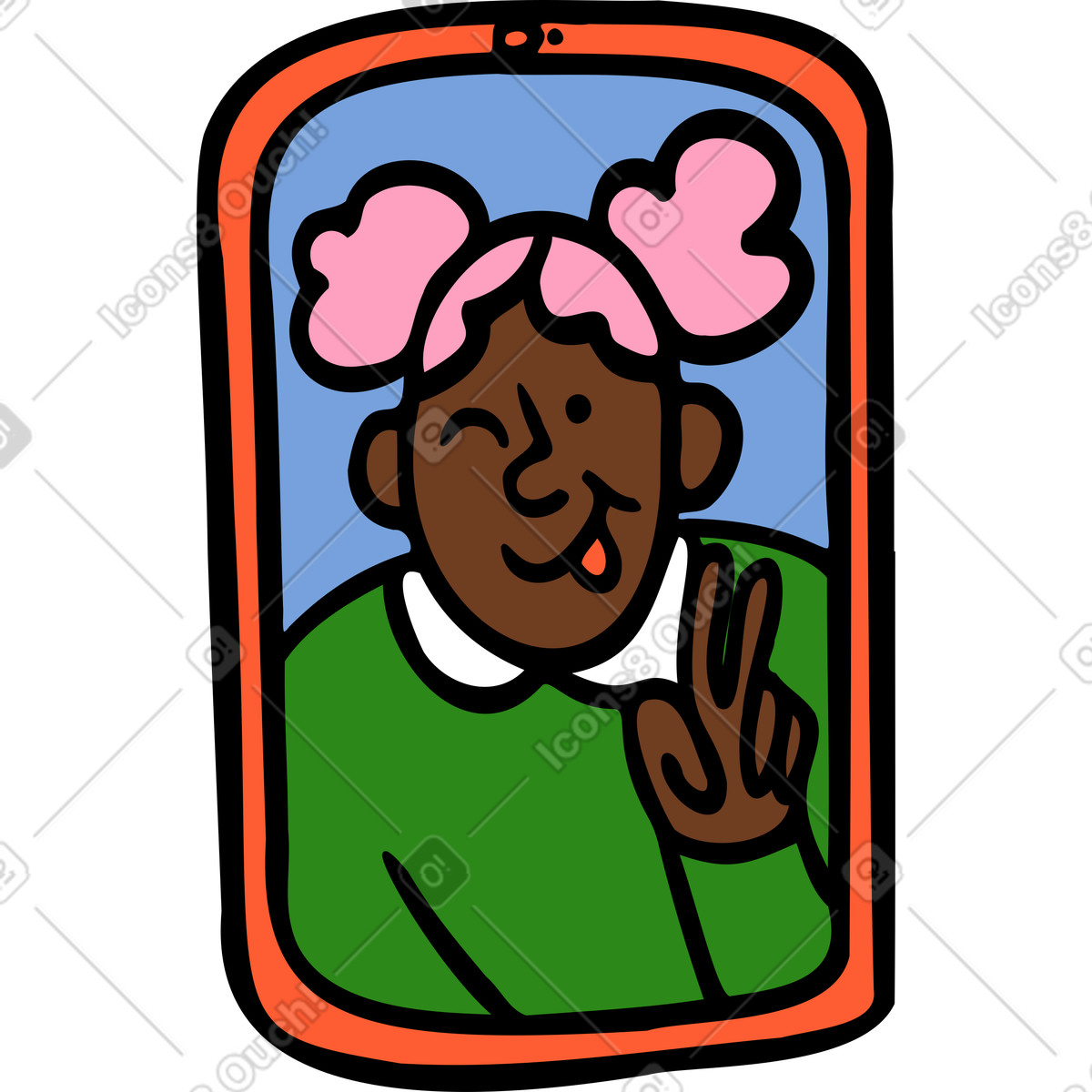 Illustration Téléphone avec une photo d'une fille dans le style Comic à télécharger aux formats PNG, SVG