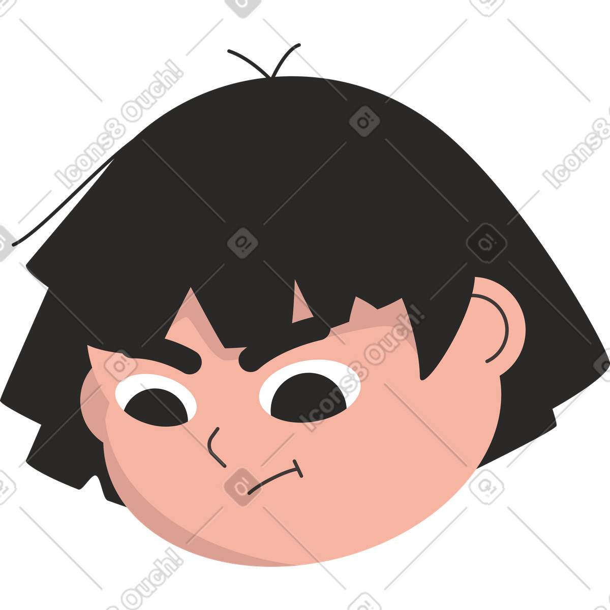 Angry head illustration in Dizzy style download in PNG, SVG