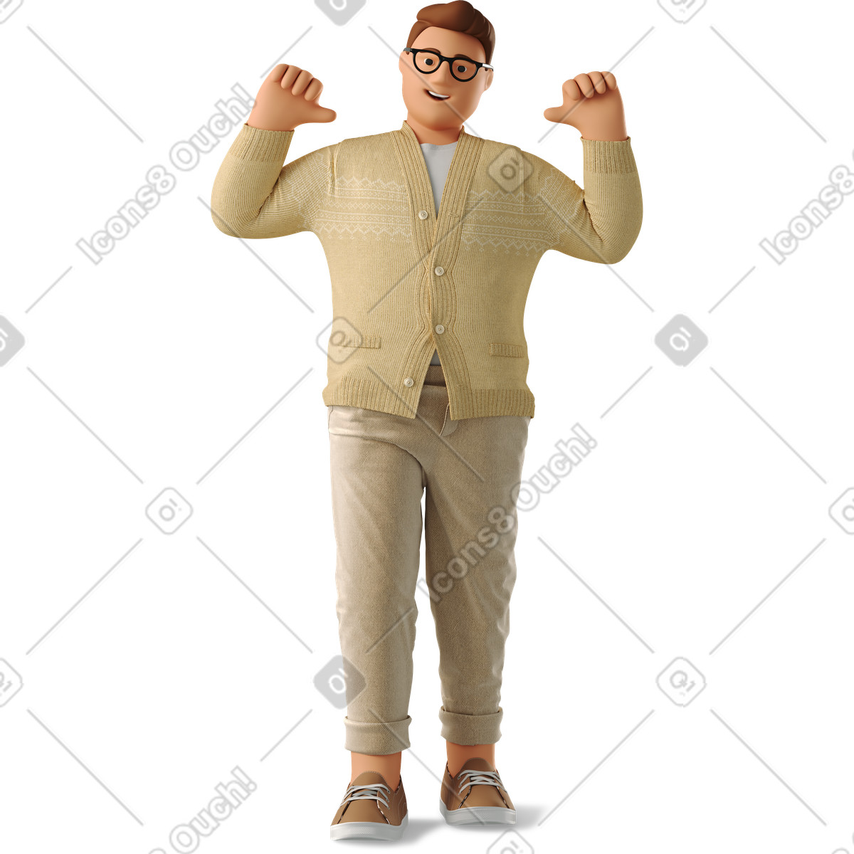 Ilustração de Smiling man showing two thumbs up em no estilo 3D Business para baixar em PNG, SVG
