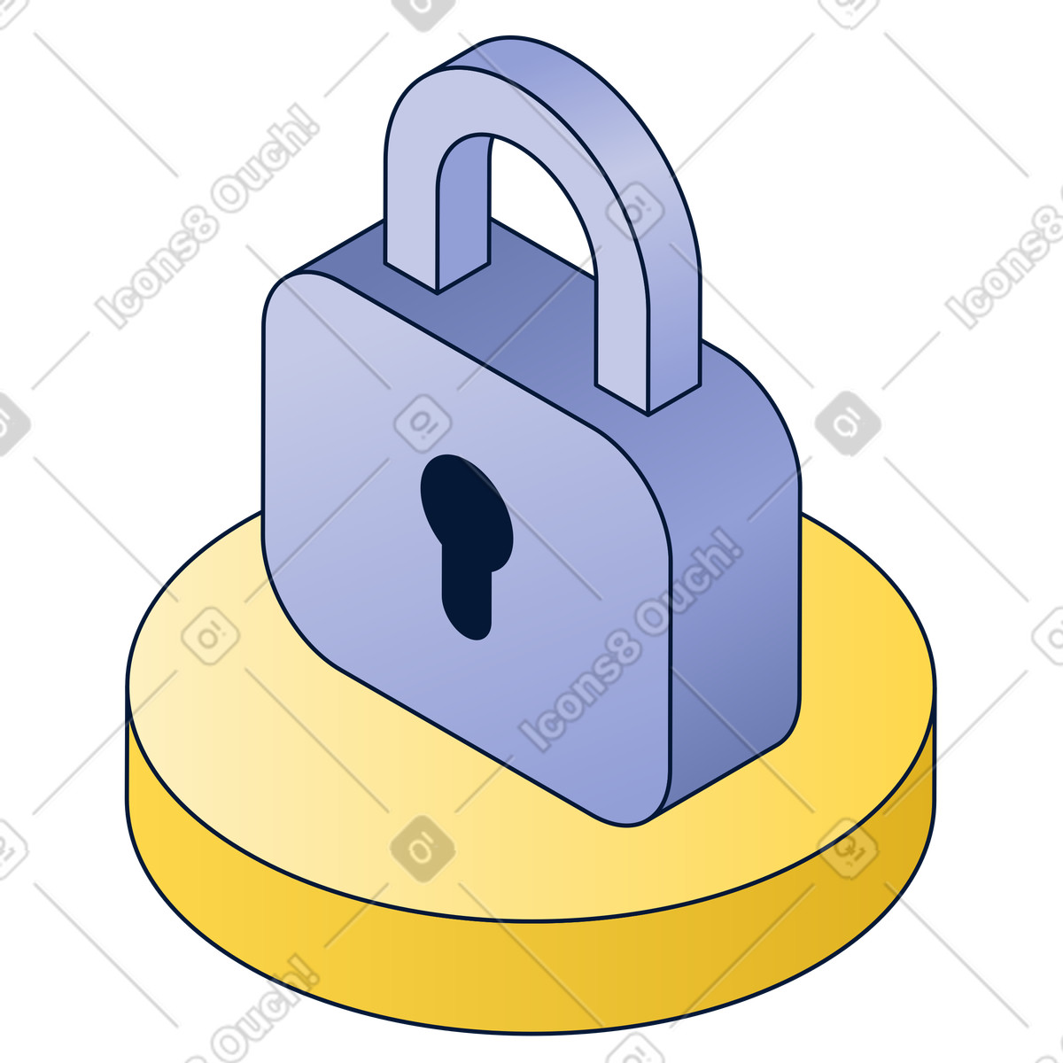 Closed padlock on pedestal, online protection and encryption illustration in Neat style download in PNG, SVG