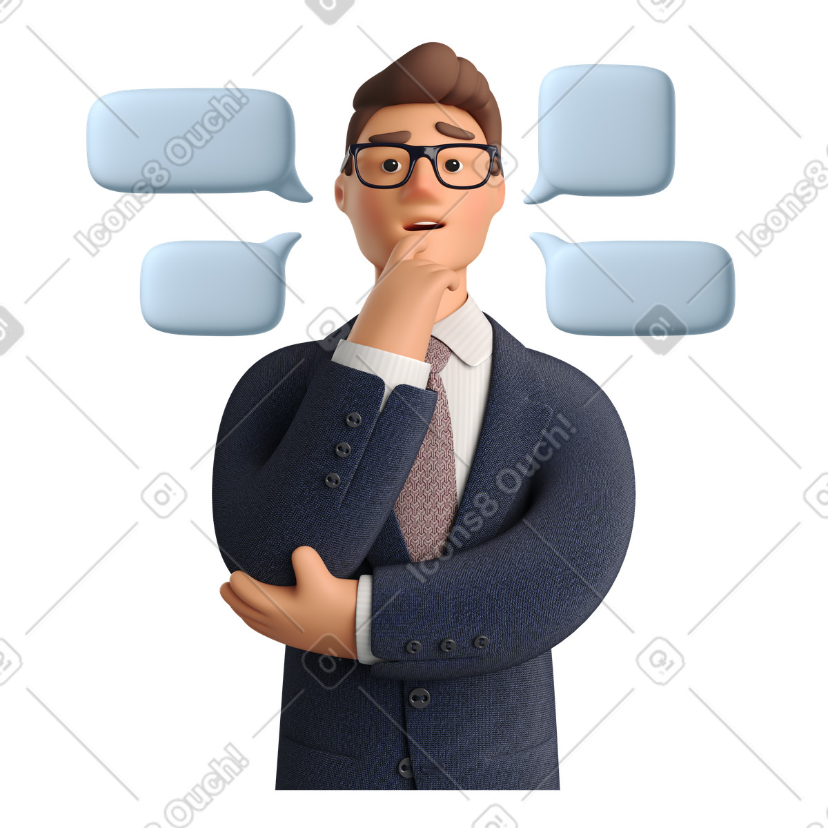 Businessman participating in a work conversation illustration in PNG, SVG