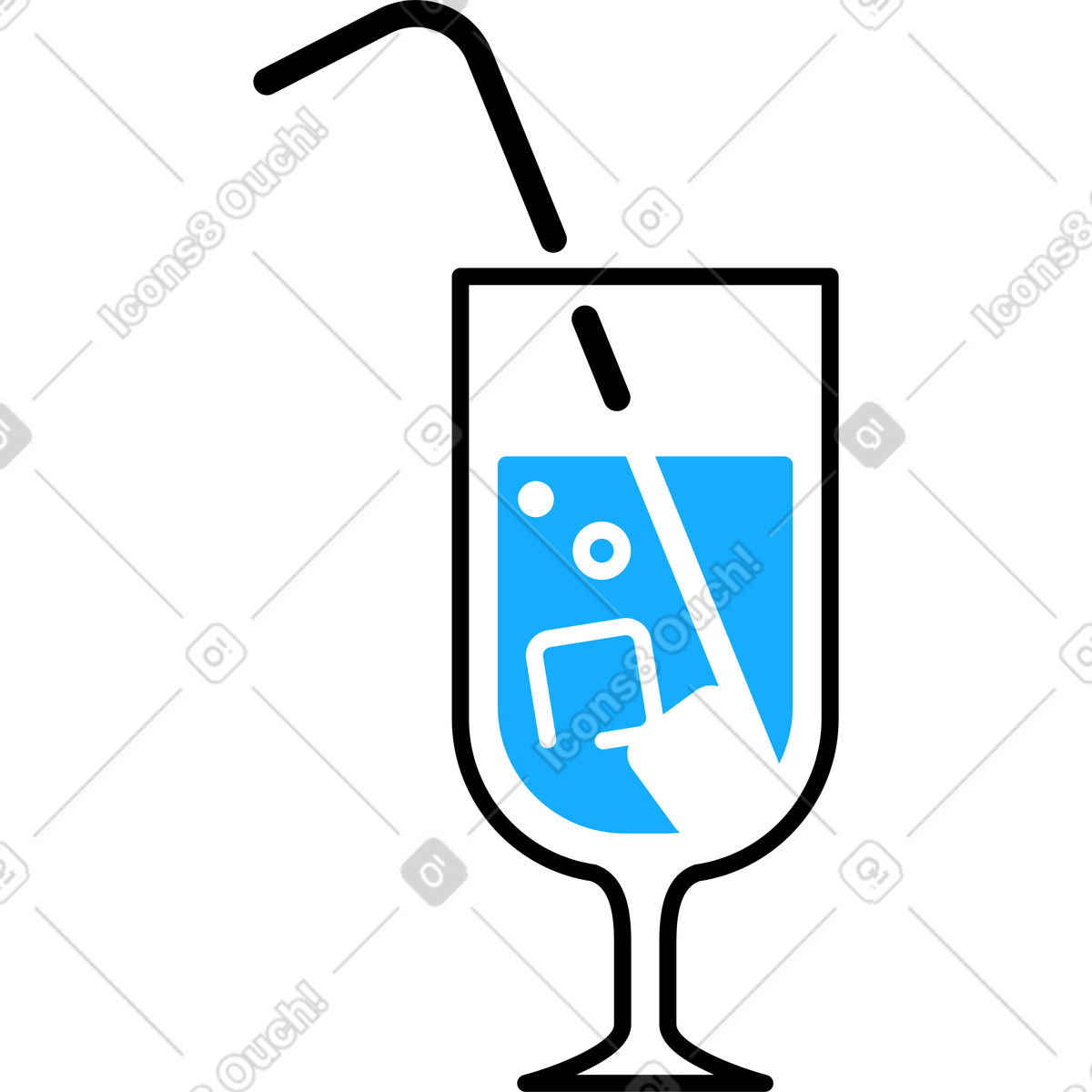 Cocktail con ghiaccio illustrazione in stile Transistor scarica in PNG, SVG