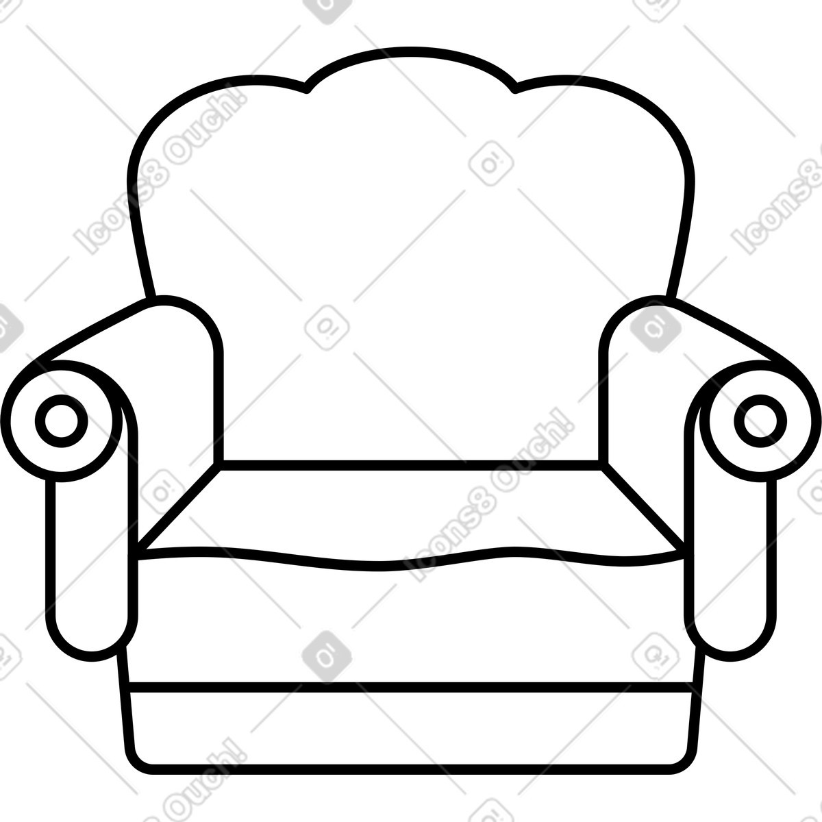 Ilustración Sillón voluminoso vintage en estilo Transistor a descargar en PNG y SVG