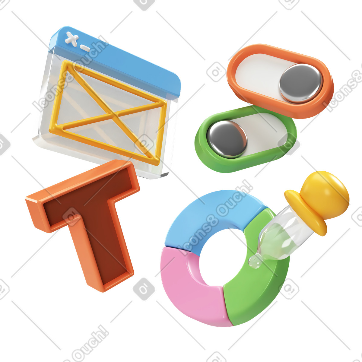 3D Corporate スタイルの Webデザインツールとコンポーネント のイラストをPNG、SVG形式でダウンロード