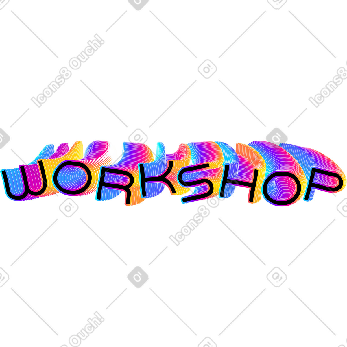 Lettering スタイルの グラデーション 3d 効果テキストを使用したレタリング ワークショップ のイラストをPNG、SVG形式でダウンロード