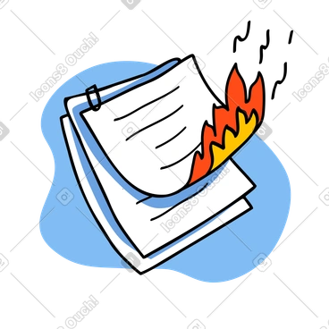 Paper document burning and deleting PNG, SVG