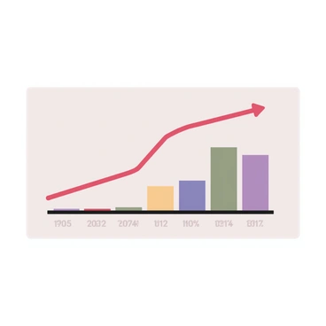 A digital flat illustration featuring a chart with various data points represented in different colors. A prominent "red line" runs horizontally across the chart, clearly indicating the "quota goal to be reached." Below the red line, there are various colored bars representing different performance metrics, and the background of the chart is light grey. The red line has a slight upward curve, suggesting growth or progress, and small labels are placed along the y-axis to indicate the values corresponding to the data points.