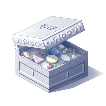 A beautifully decorated trinket box made of cork, holding little treasures