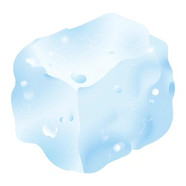 A close-up view of a piece of ice, showing embedded water molecules inside the frozen structure