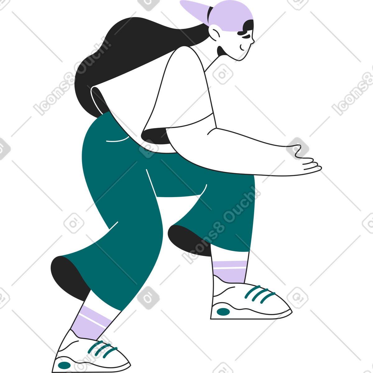 Donna che sale le scale illustrazione in stile Sammy Line scarica in PNG, SVG