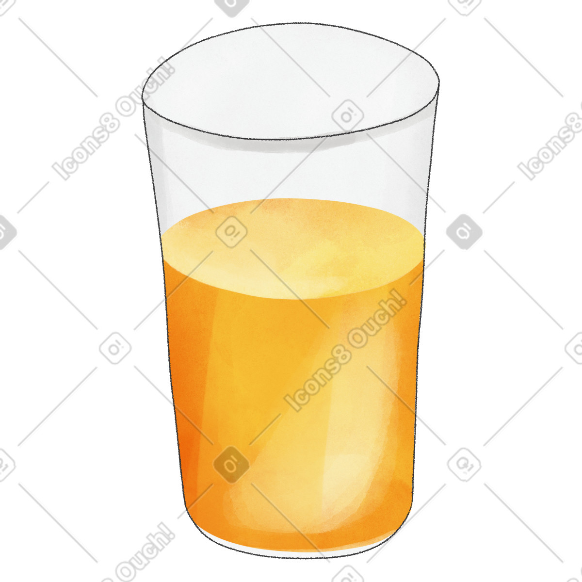 Glass of orange juice illustration in Seasons style download in PNG, SVG