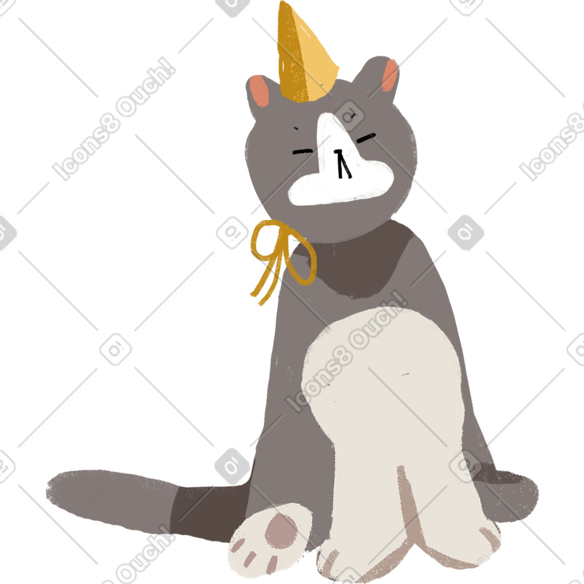Martyr cat illustration in Ikigai style download in PNG, SVG