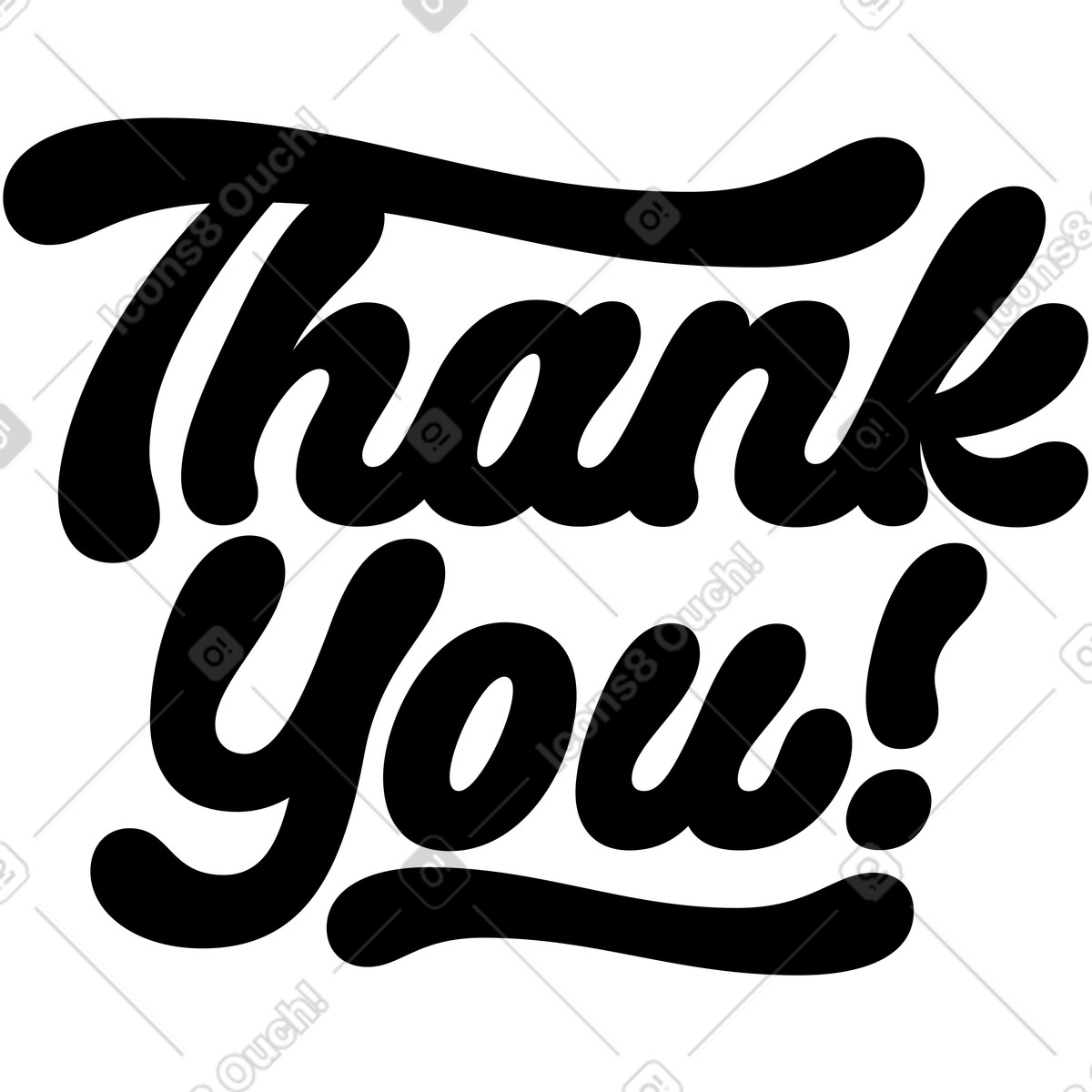 Lettering thank you! text illustration in Airy style download in PNG, SVG