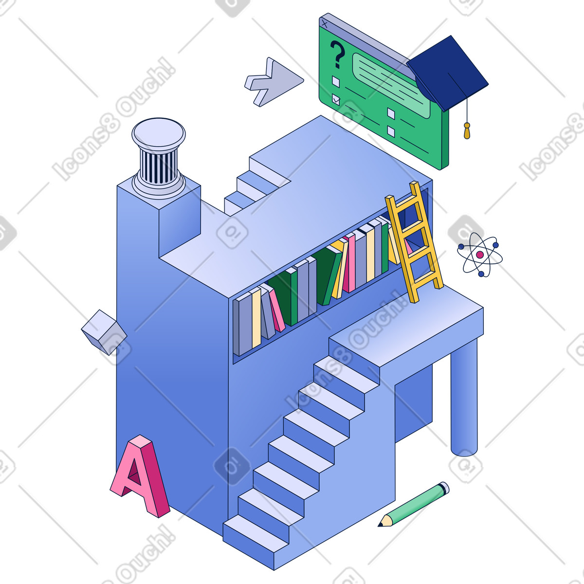 Educational stages ladder illustration knowledge clipart graphics download PNG