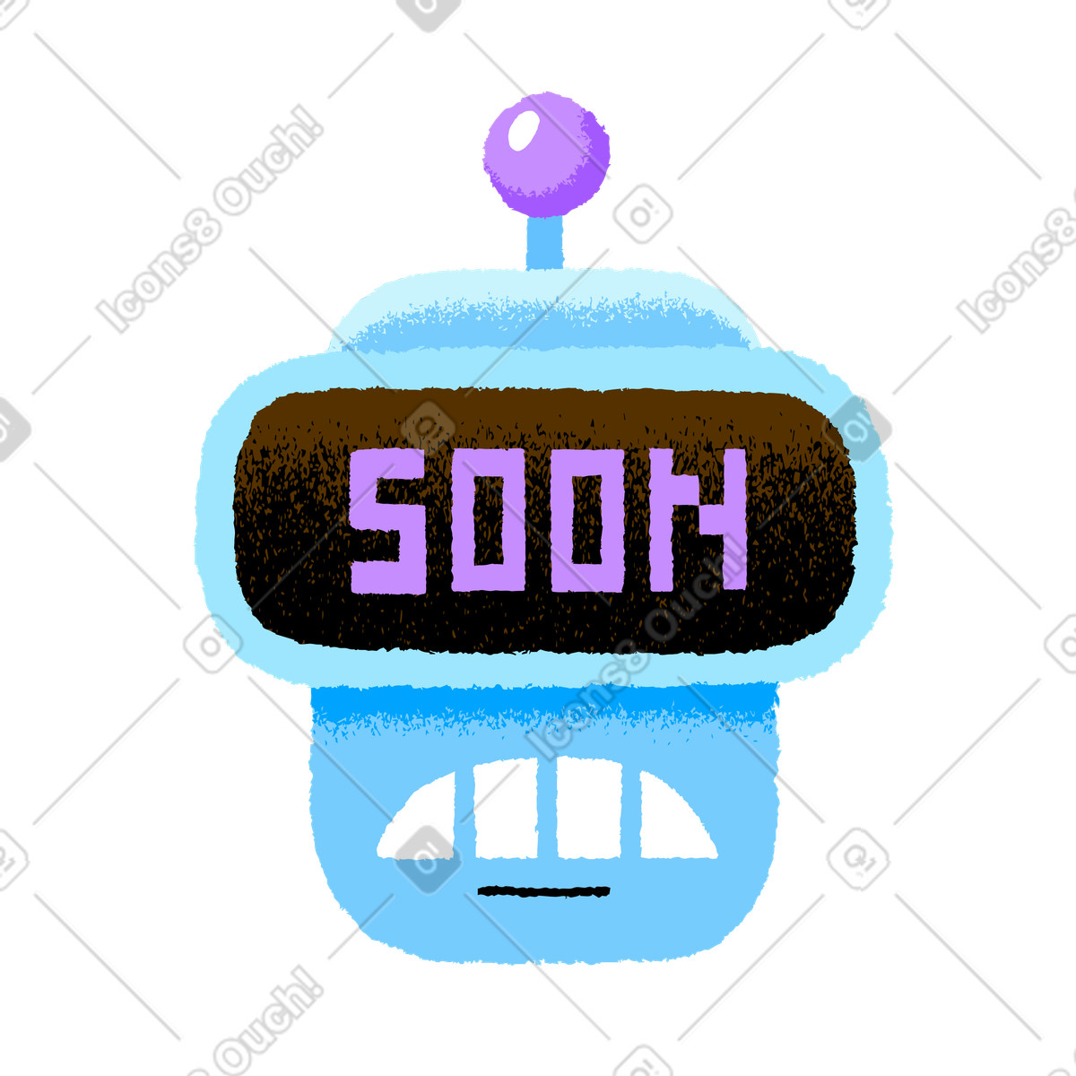 Robot with the word soon on screen illustration in PNG, SVG