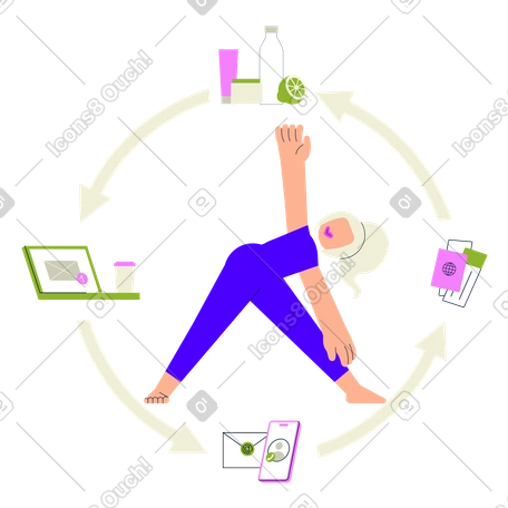 Woman maintaining healthy work-life balance PNG, SVG