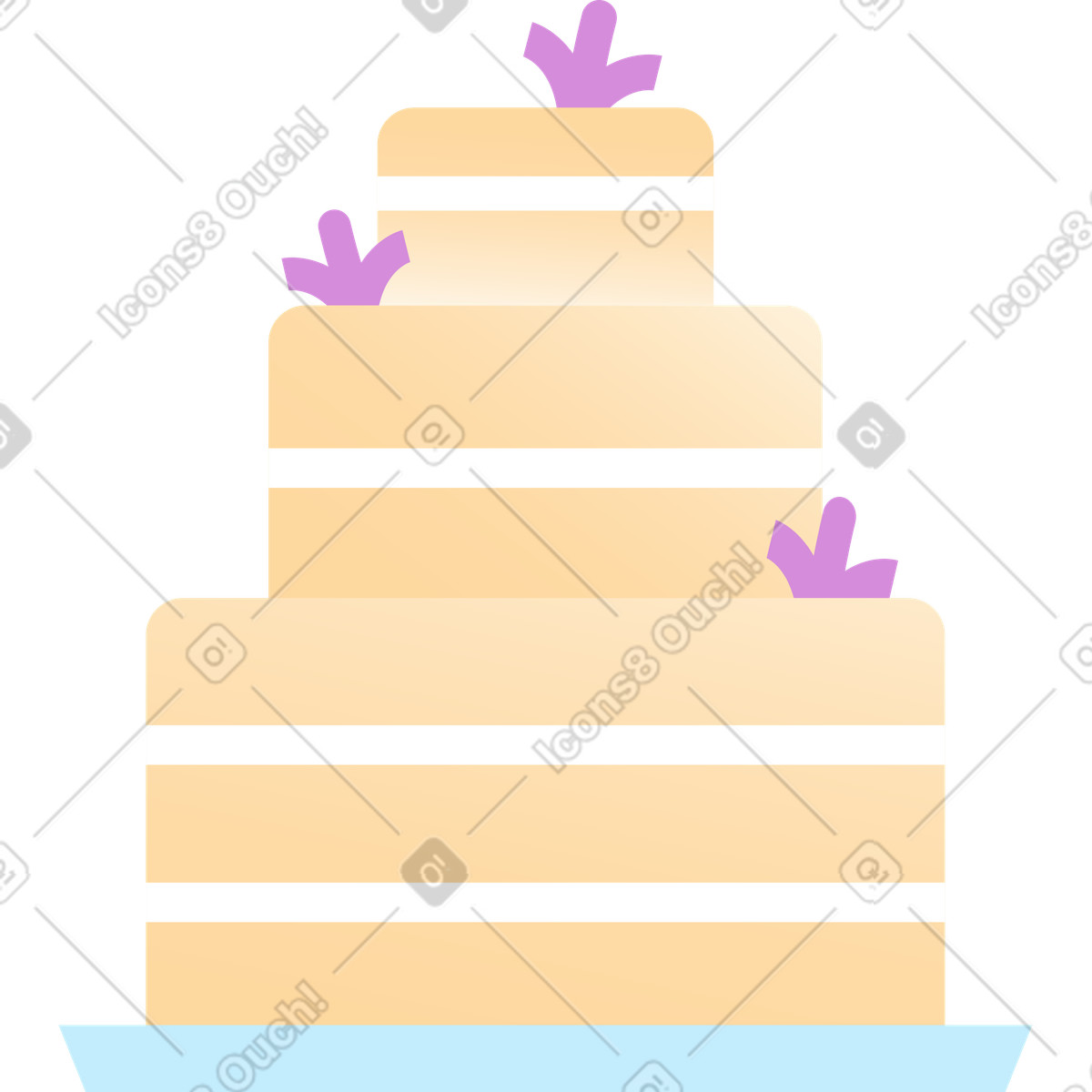 Torta nuziale a tre piani illustrazione in stile Marginalia scarica in PNG, SVG