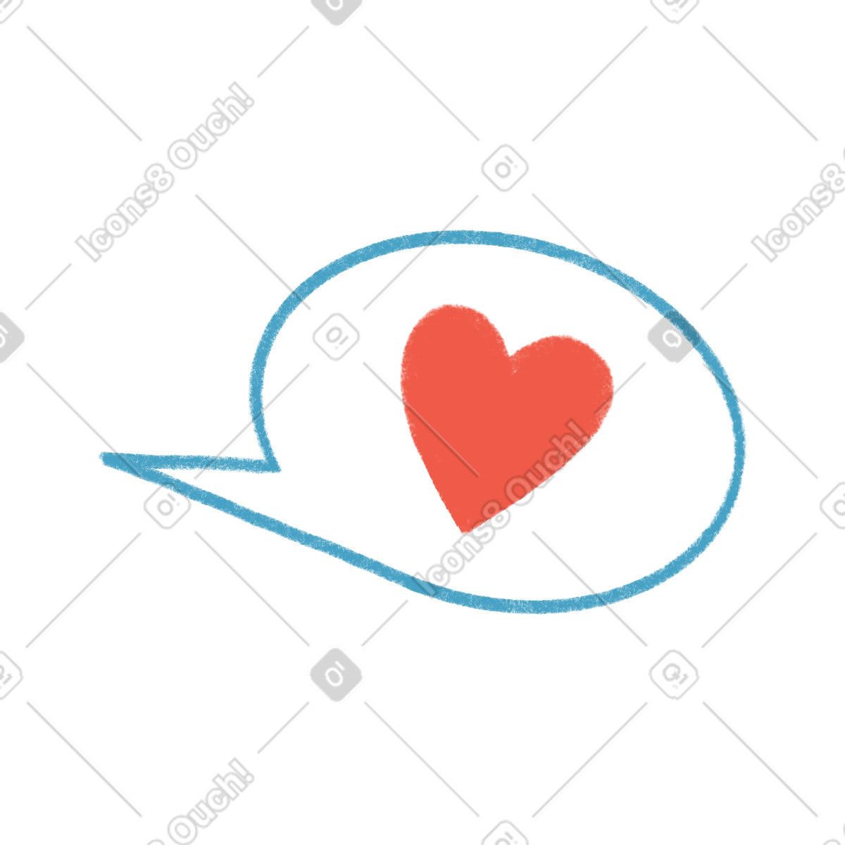 Bubble with red heart-Illustration im Tutti-Stil als Download in PNG, SVG