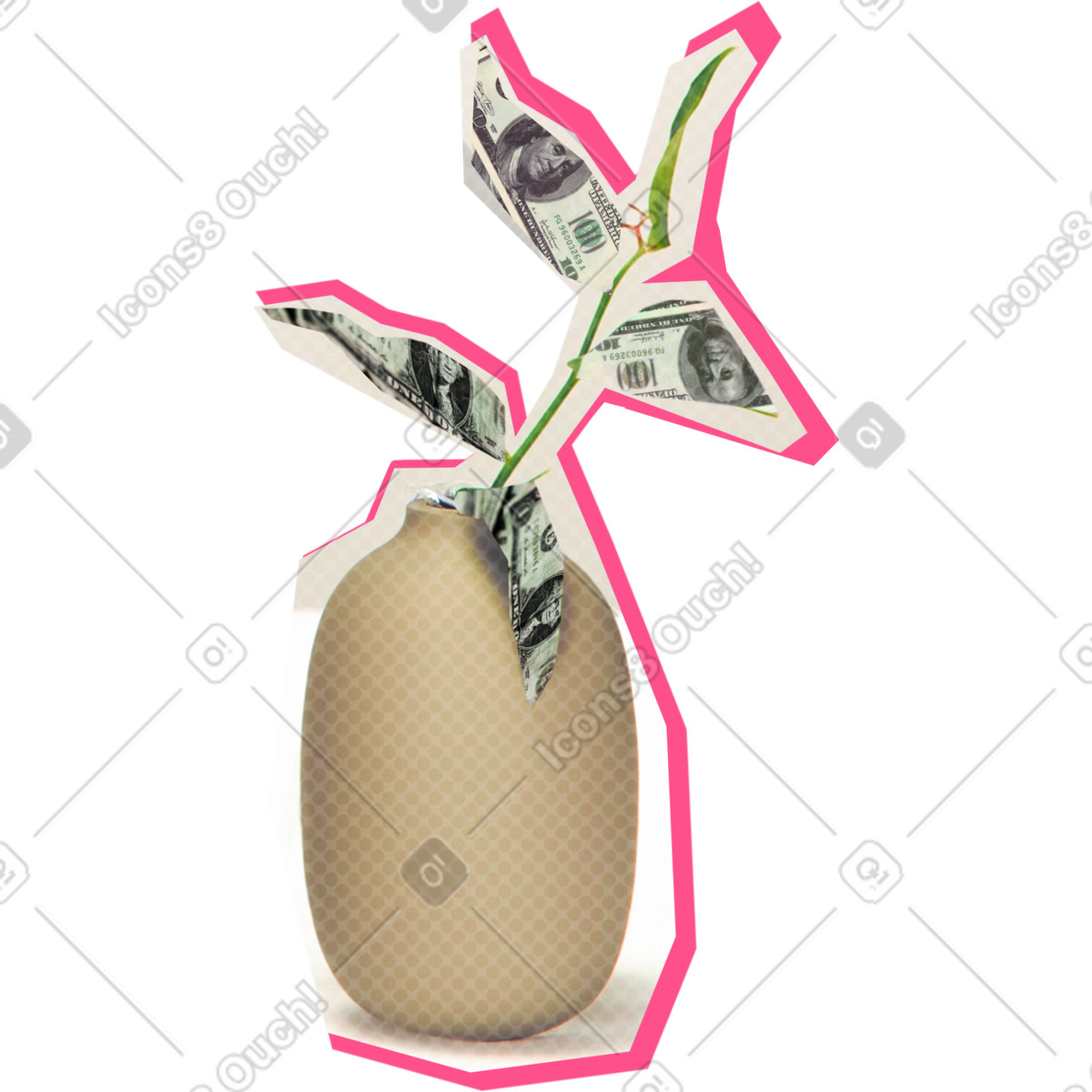 Paper Cut スタイルの Money tree のイラストをPNG、SVG形式でダウンロード