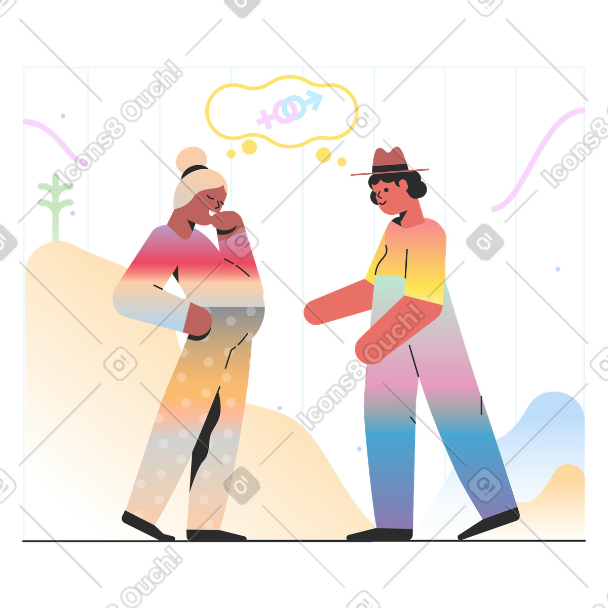 Marginalia スタイルの 性別を推測する のイラストをPNG、SVG形式でダウンロード