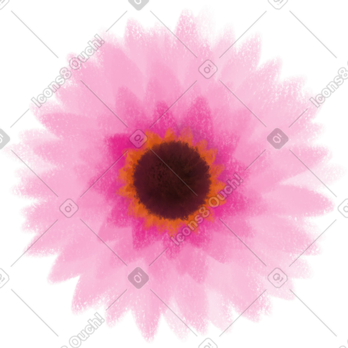 Garden bloom with layered jagged pink petals illustration in Mushy style download in PNG, SVG