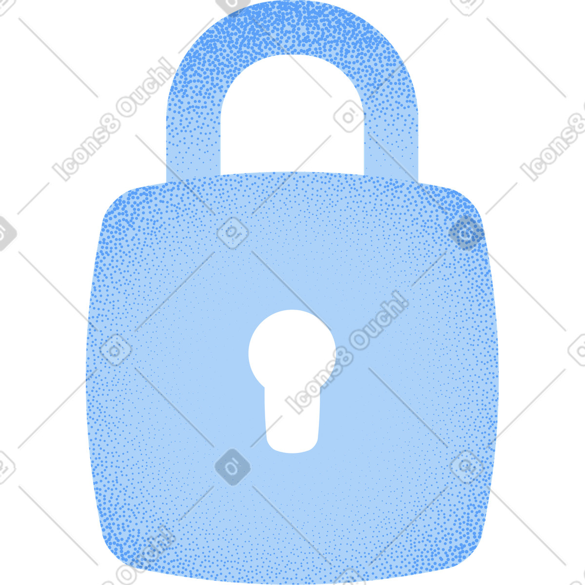 Grey padlock with grainy texture-Illustration im Grain-Stil als Download in PNG, SVG