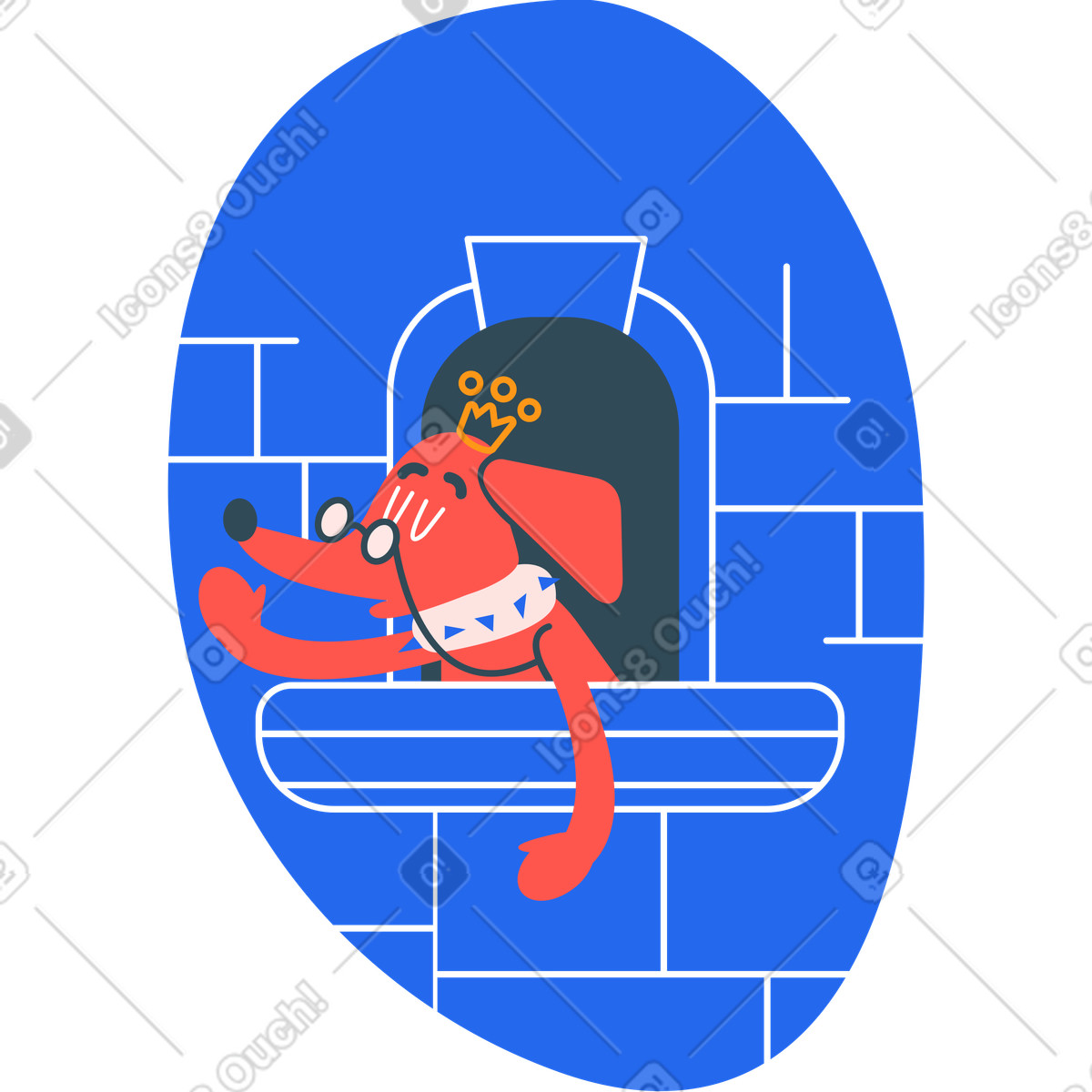 Window and dog illustration in Kingdom style download in PNG, SVG