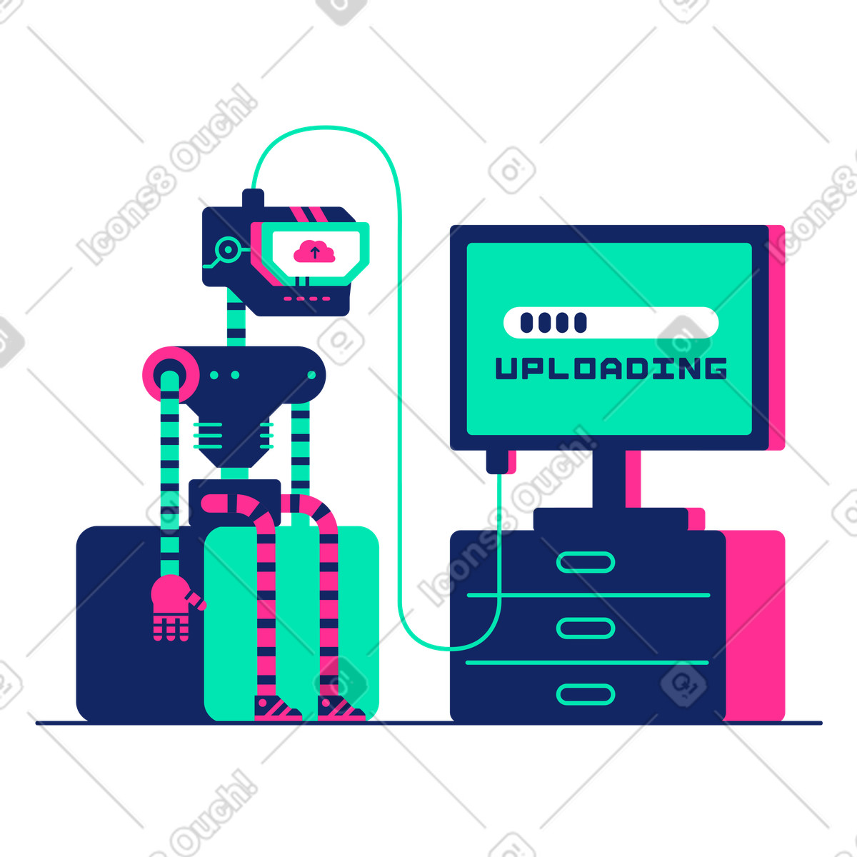 Uploading information illustration in PNG, SVG