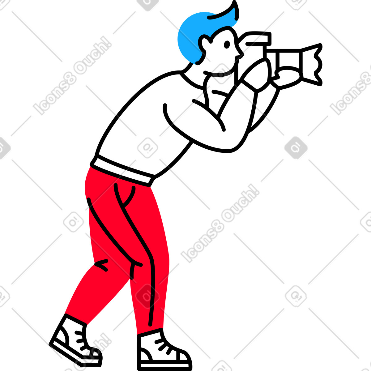 Ilustração de Homem com camera em no estilo Transistor para baixar em PNG, SVG