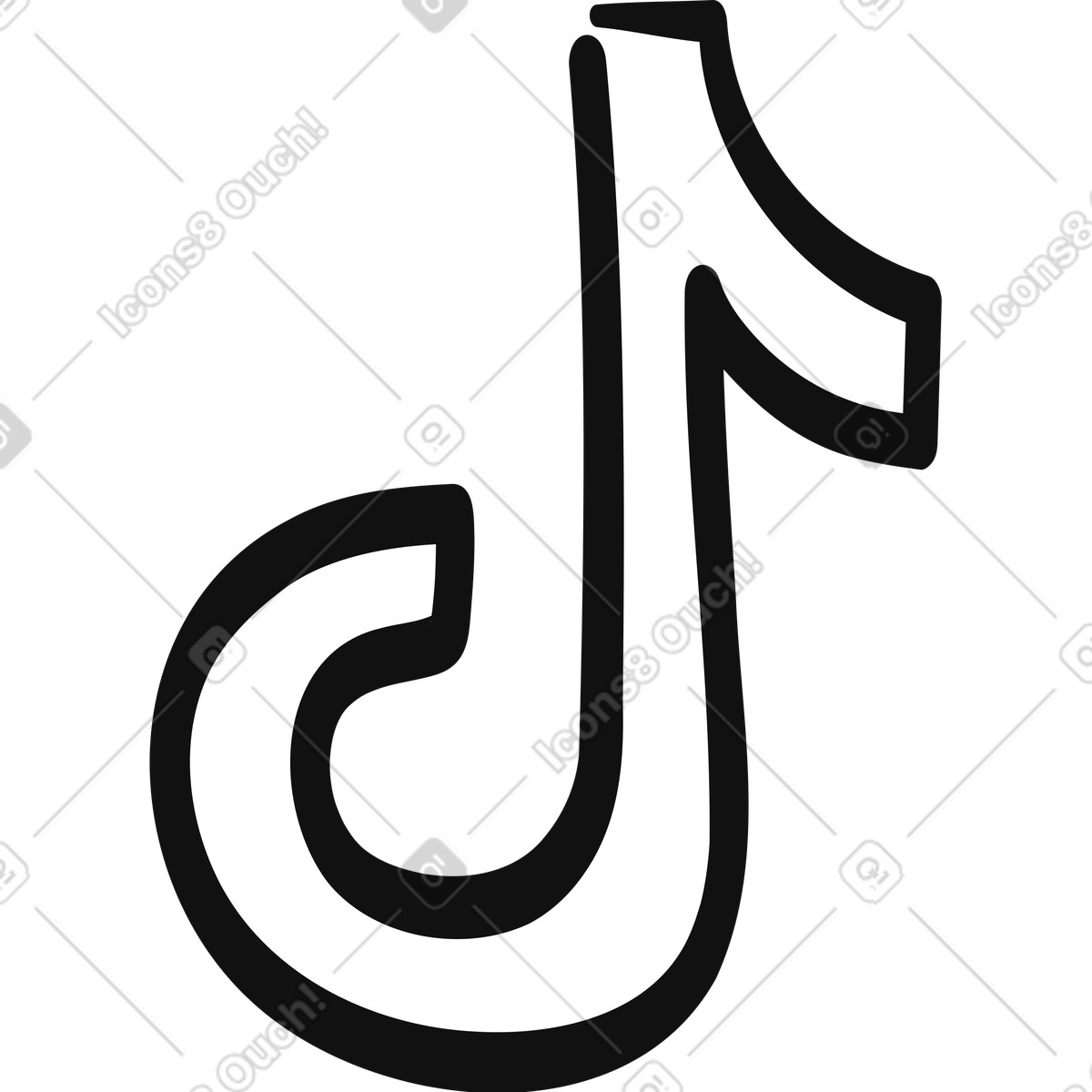 Organic 스타일의 TikTok logo black musical note social media app symbol 일러스트레이션 PNG, SVG 다운로드