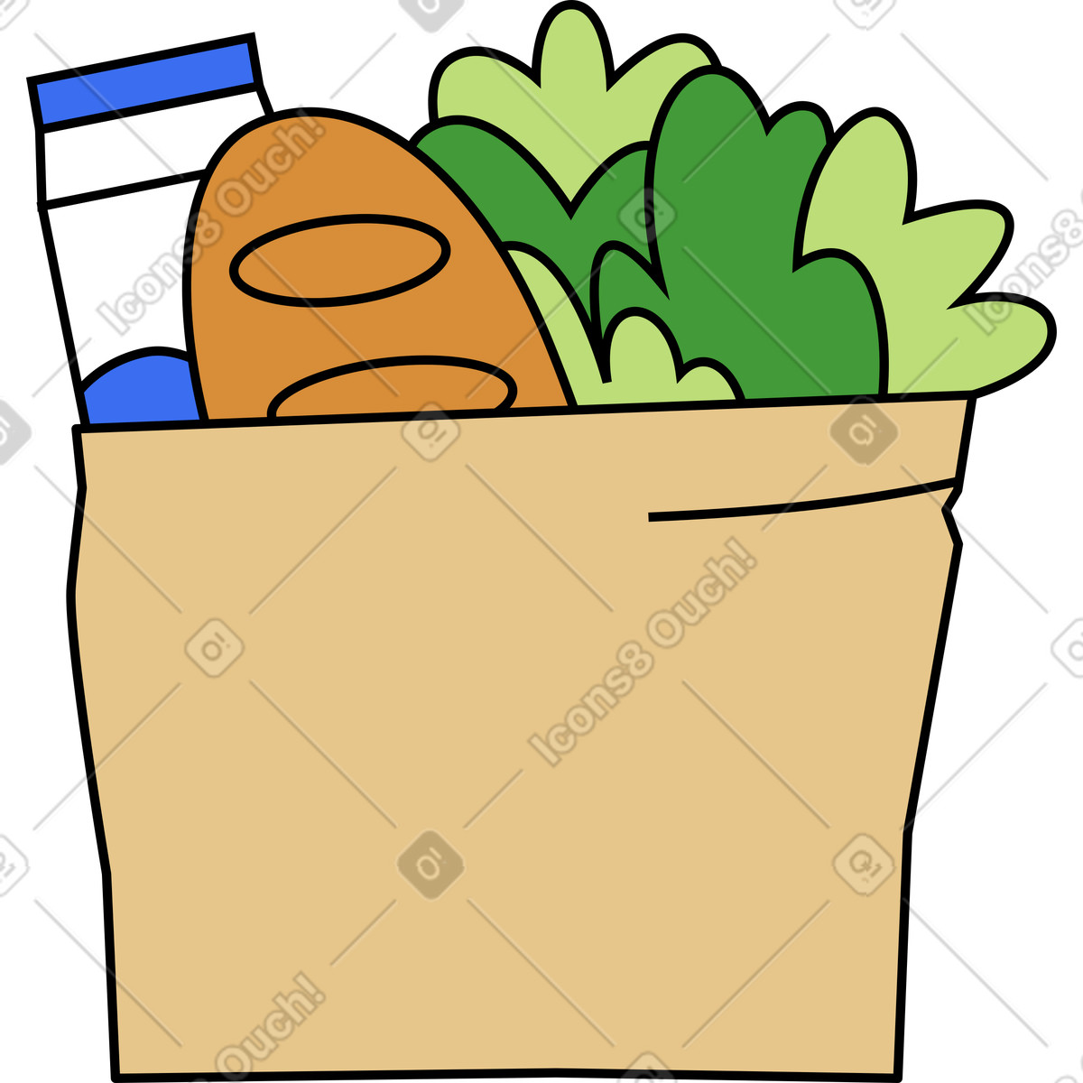 Illustration Courses dans un sac en papier le style Kindy à télécharger aux formats PNG, SVG