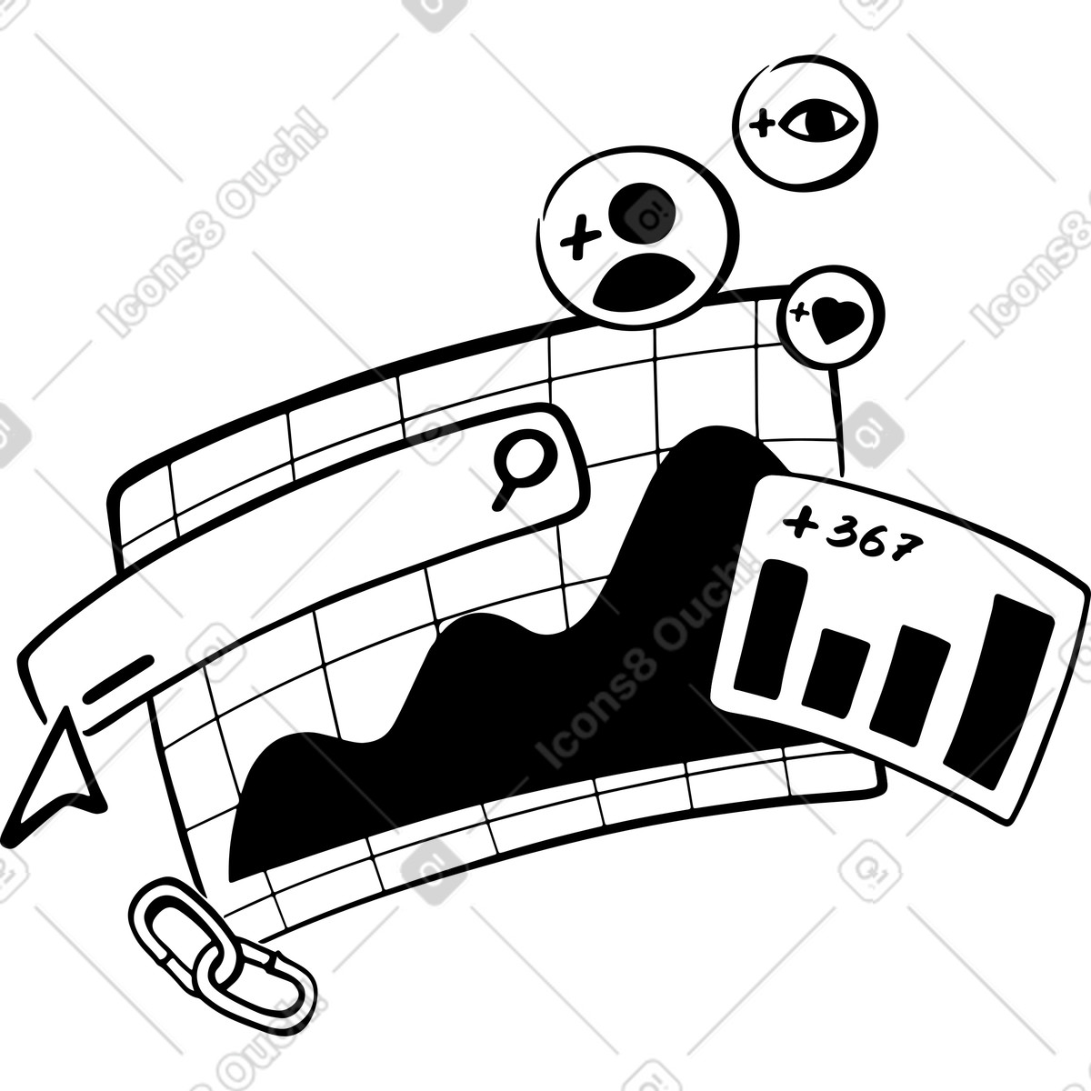 Ilustración Panel de control seo y análisis en estilo Line a descargar en PNG SVG