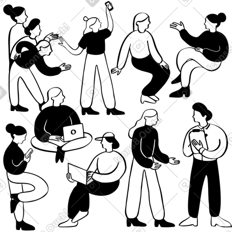 Group of people doing stuff illustration in PNG, SVG