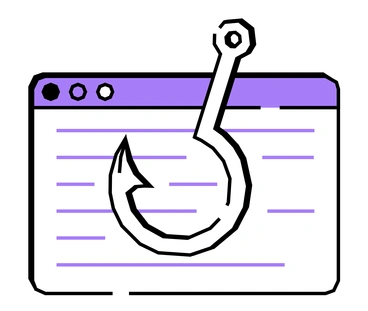 A fishing hook integrated with a web browser - Amethyst style illustration