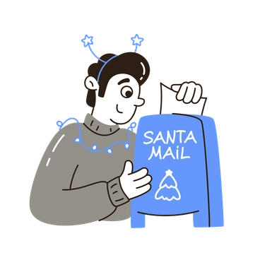 A man writing a letter to Santa - Plain style illustration
