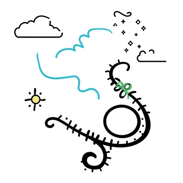 A background of a clear sky with a few white clouds. "Beautiful henna patterns" are forming in mid-air, showcasing intricate designs with swirling lines and floral motifs. The patterns are created with "vibrant colors" such as deep red, bright green, and rich gold. Small "sparkles" surround the patterns, adding a sense of enchantment to the scene. The arrangement of the patterns gradually spirals outward, creating an eye-catching display.