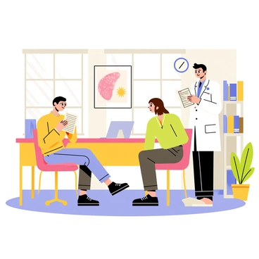 A doctor performing a health checkup, explaining monkeypox to a concerned patient in an office setting.